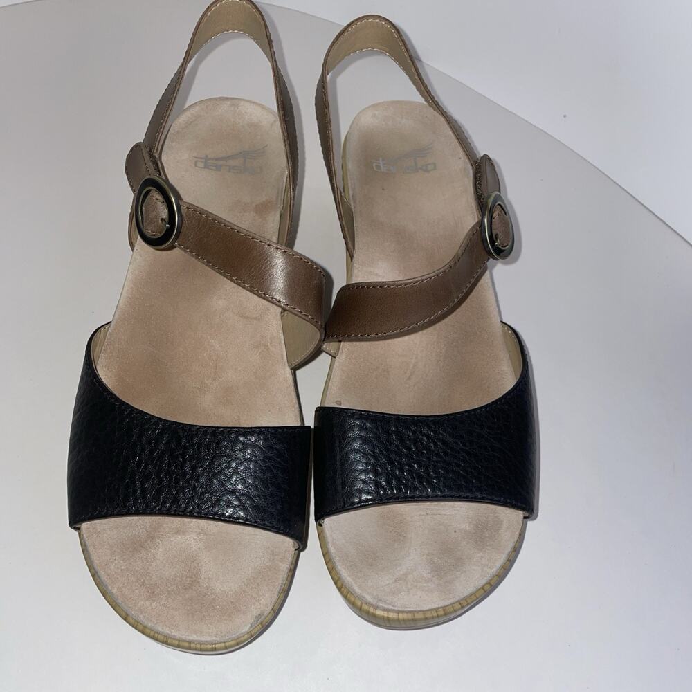 Dansko Marjory Sandal Sz 39 Black/Brown Classic Quality Updated Style